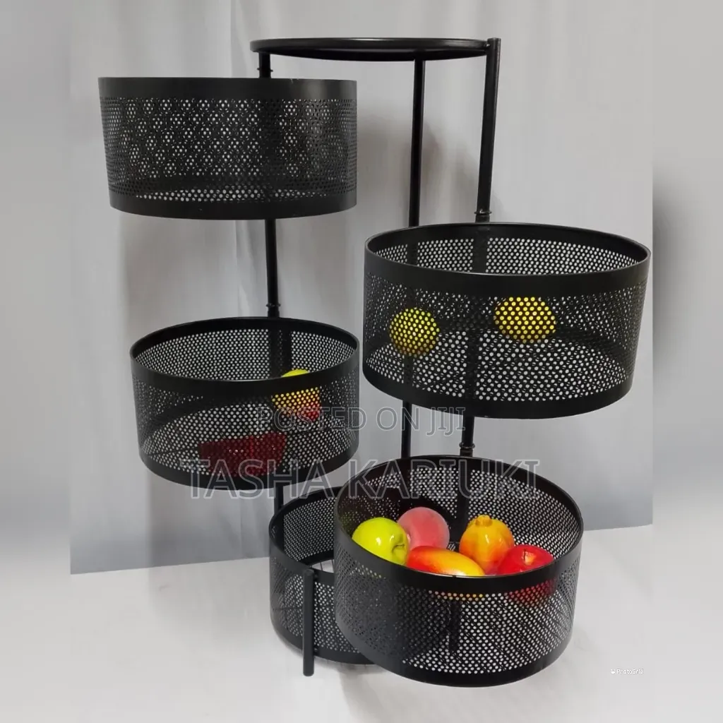 4 Layer Round Metallic Fruit Rack