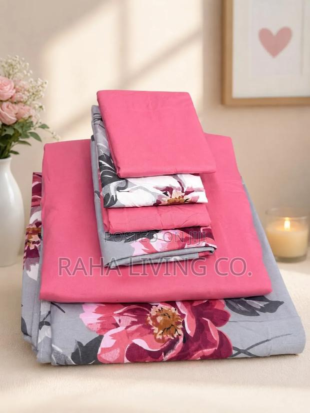 7×8 Soft Cotton Fitted Bedsheet Set | 6pc Bedding Se - thumbnail 4