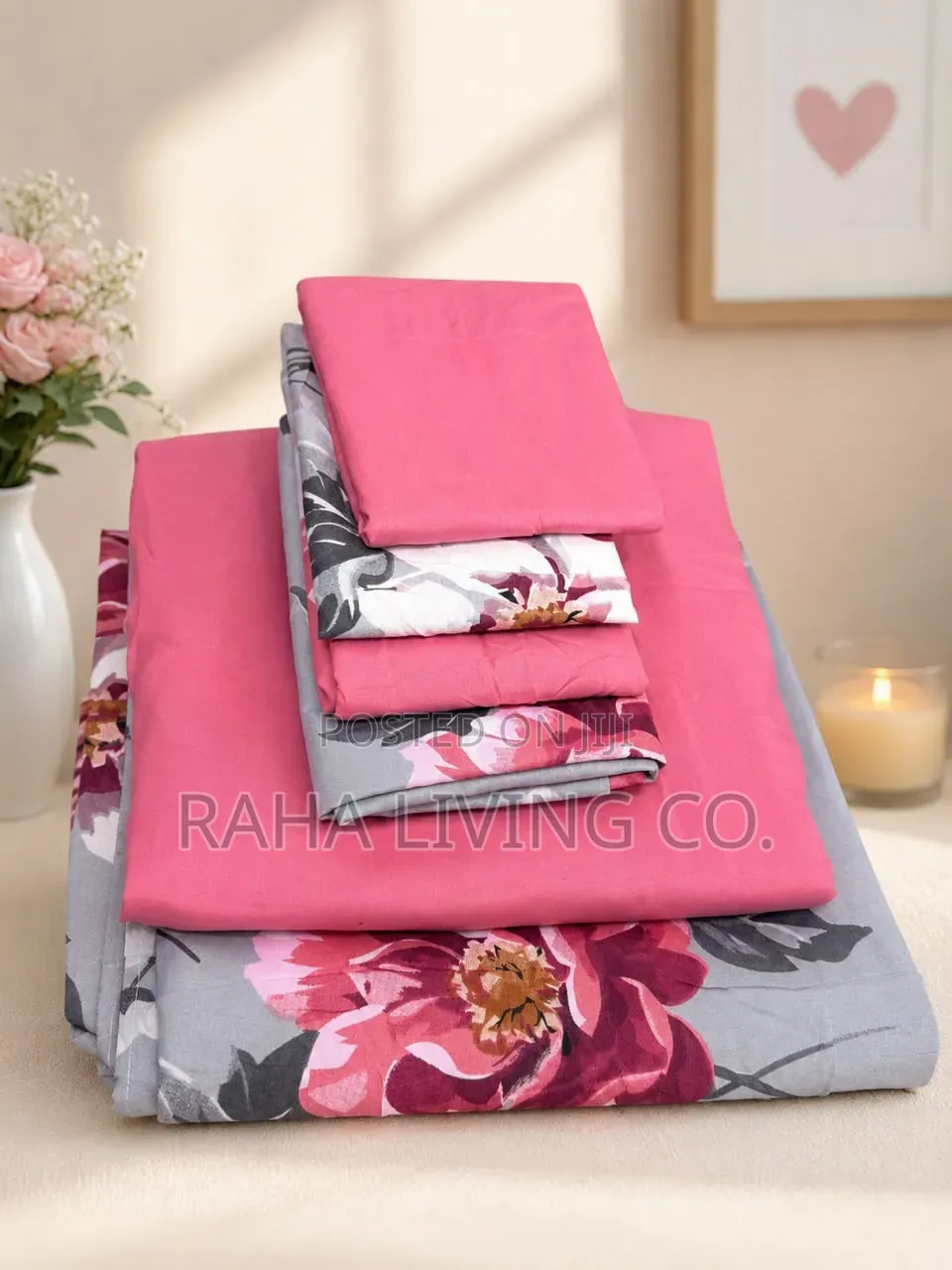 7×8 Soft Cotton Fitted Bedsheet Set | 6pc Bedding Se