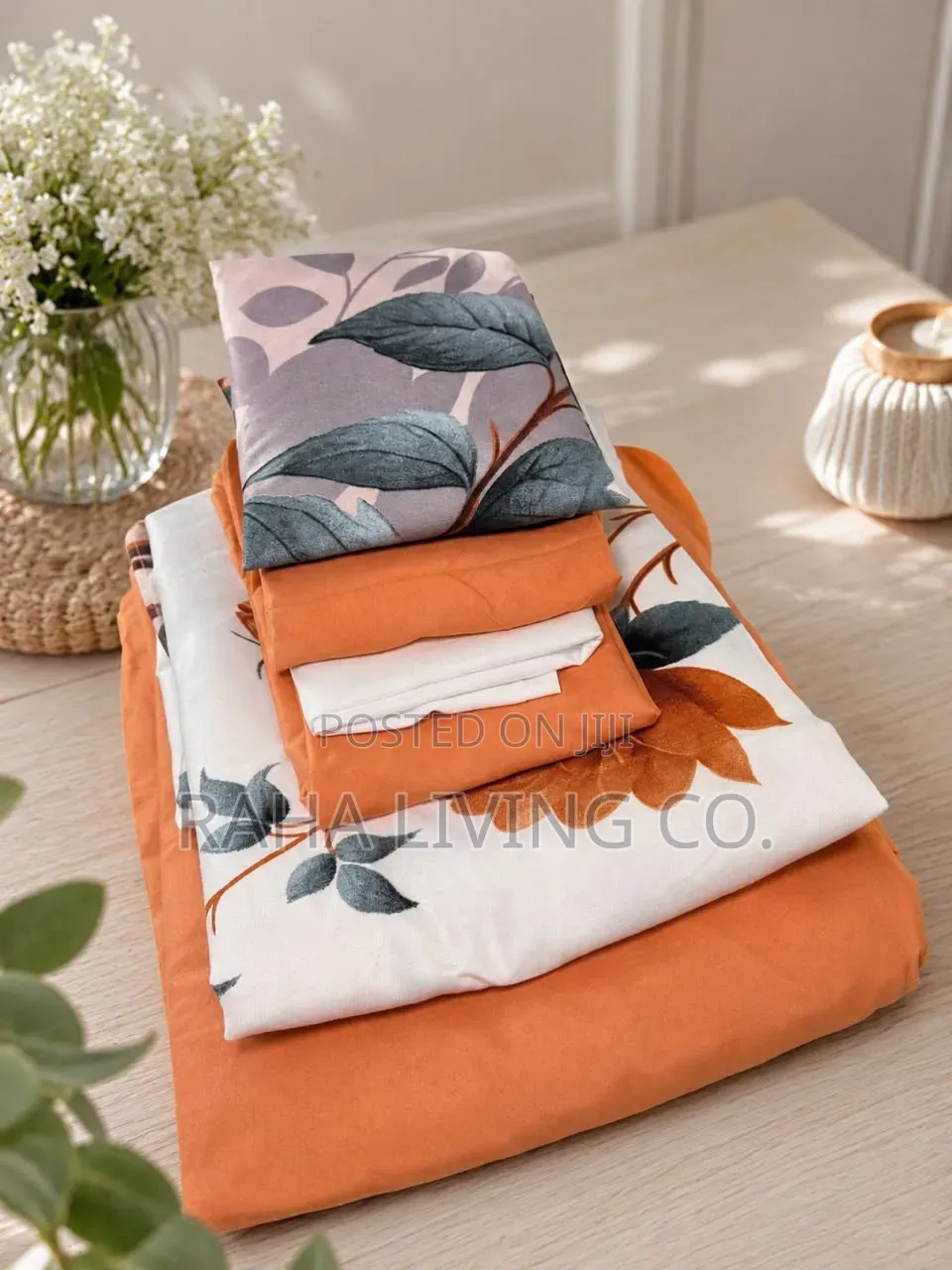 7×8 Soft Cotton Fitted Bedsheet Set | 6pc Bedding Se