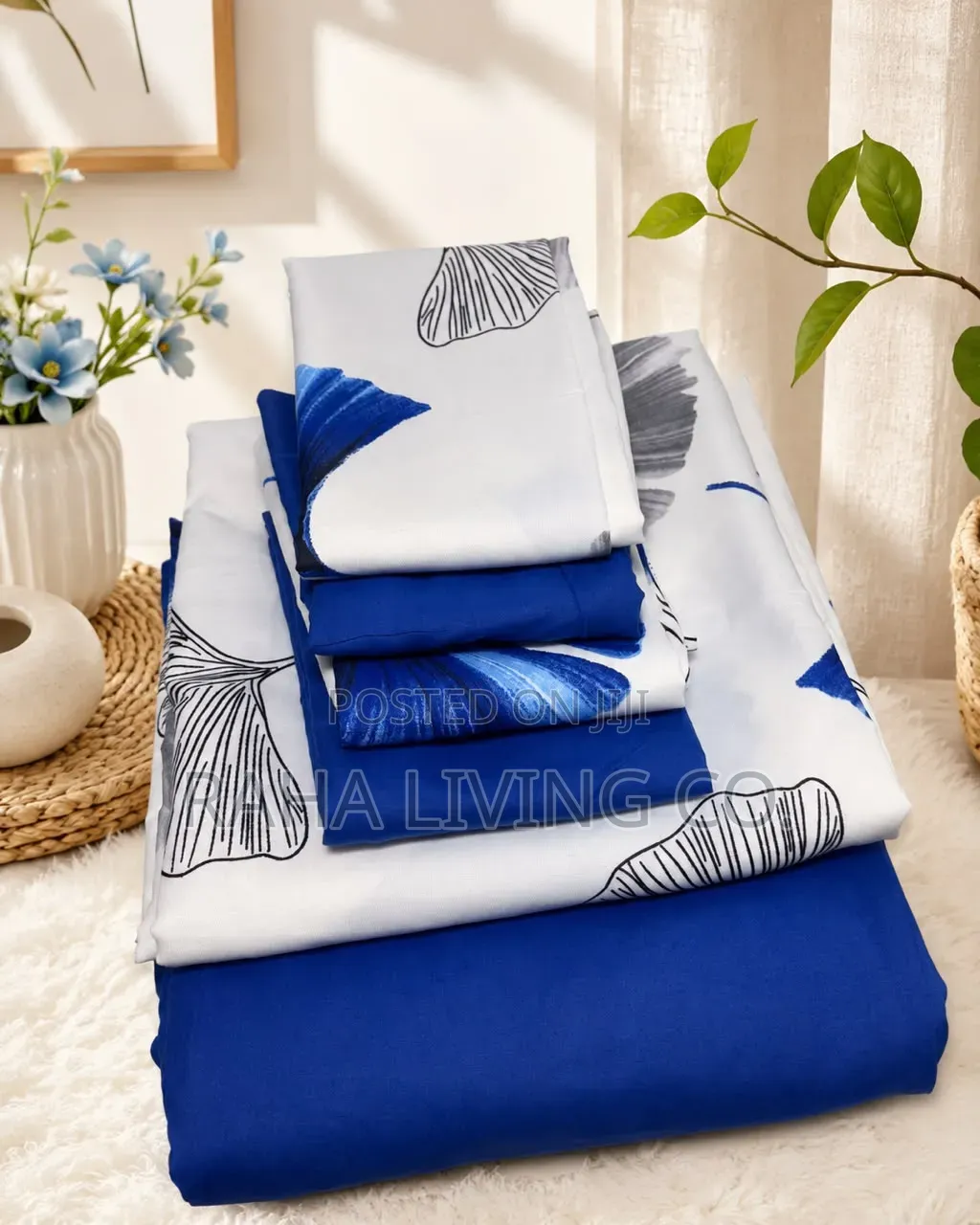7×8 Soft Cotton Fitted Bedsheet Set | 6pc Bedding Se