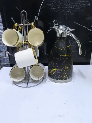Tea Set Combo | 2L Flask 6 White Mugs Set