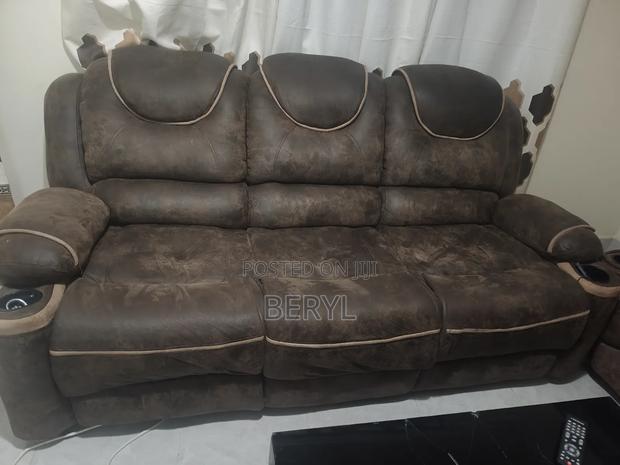 5-Seater Recliner Sofa Set – Brown – Excellent Condition