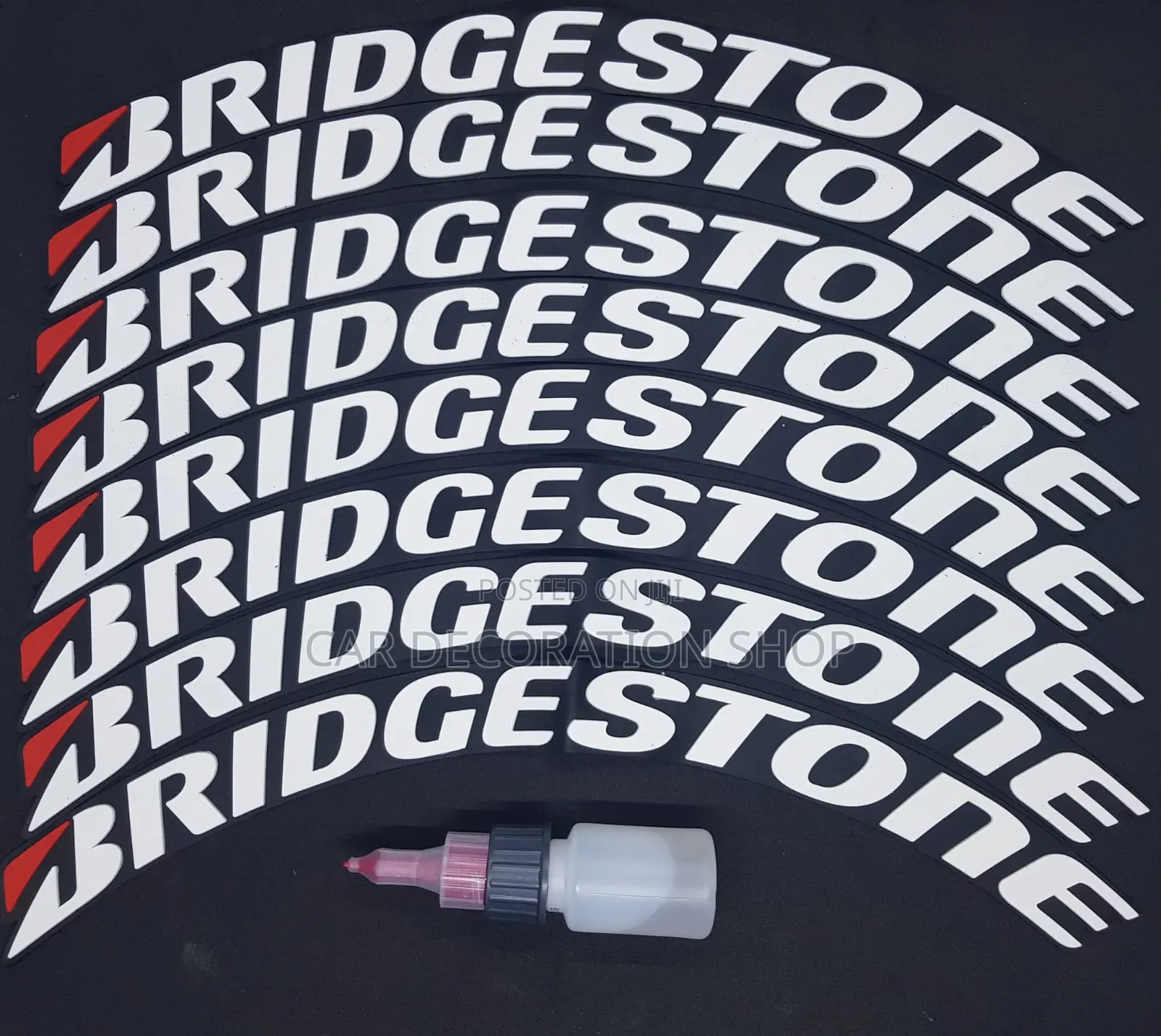 Bridgestone 3D Permanent Rubber Tire Stickers Set