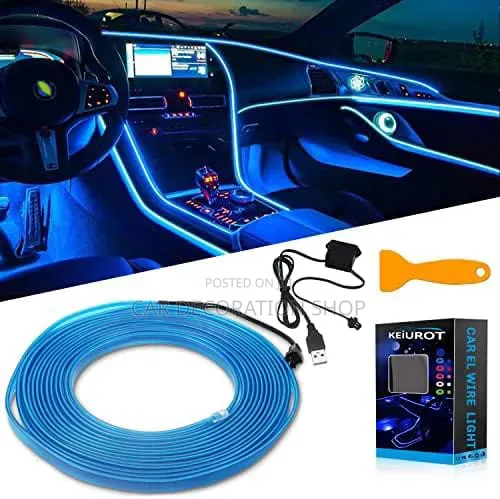 5mtr Blue USB El Wire Led Strip for Dashboard Glowing Neon Trim