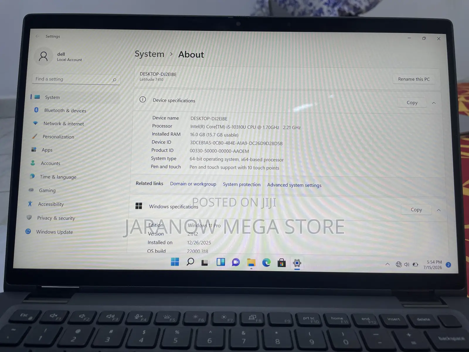 Laptop Dell Latitude 7410 16GB Intel Core i5 SSD 256GB