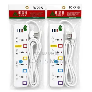 HIGH ASTRA 4 Way Extension Socket Cable With USB Surge Protector