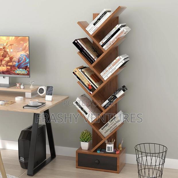 8-Tier Tree Bookshelf With Bottom Drawer - main view