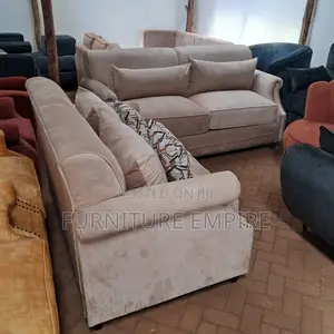 5 Seater Sofa Set Beige Cushioned Back (3+2)