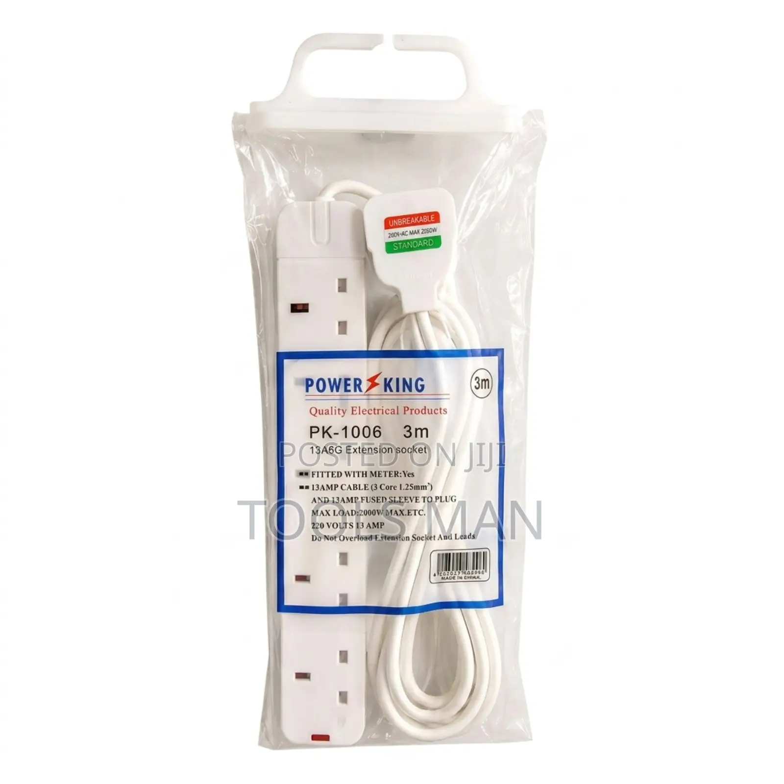 6 Way Extension Cable Socket 3m.Power King PK-1006