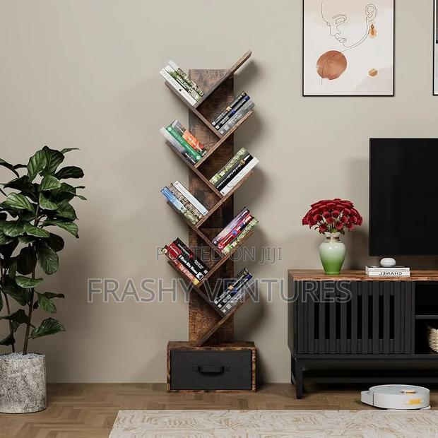 Modern Wooden Tree Bookshelf Organiser - main view