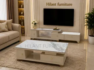 White Marble Coffee Table and TV Stand