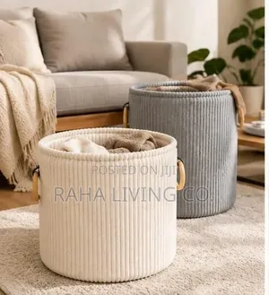 Velvet Corduroy Laundry Basket | Wooden Handles | 2 Colours