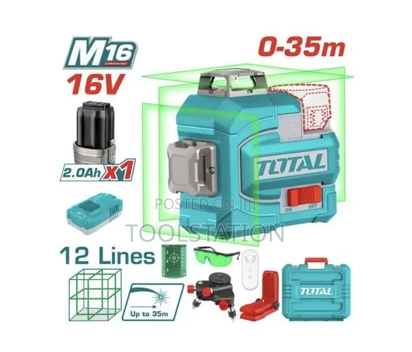 Cordless 3D Laser Level Green Laser 12 Lines Complete TLL301205