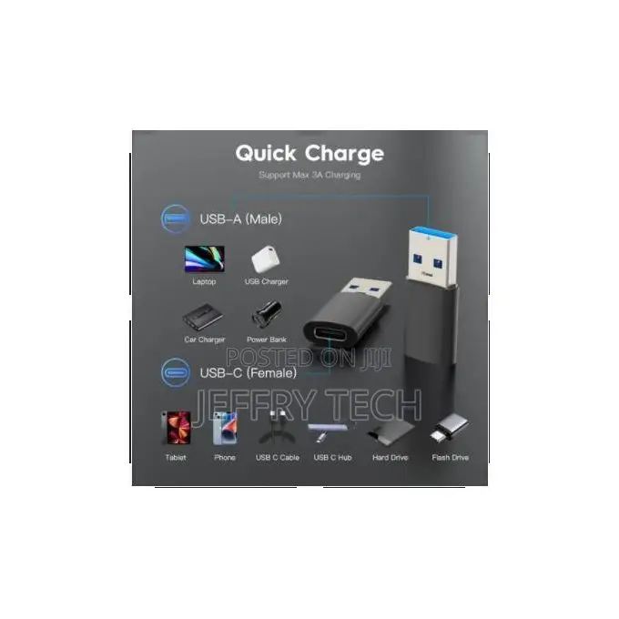 USB 3.0 to USB-C 3.0 Type C OTG Converter, Black