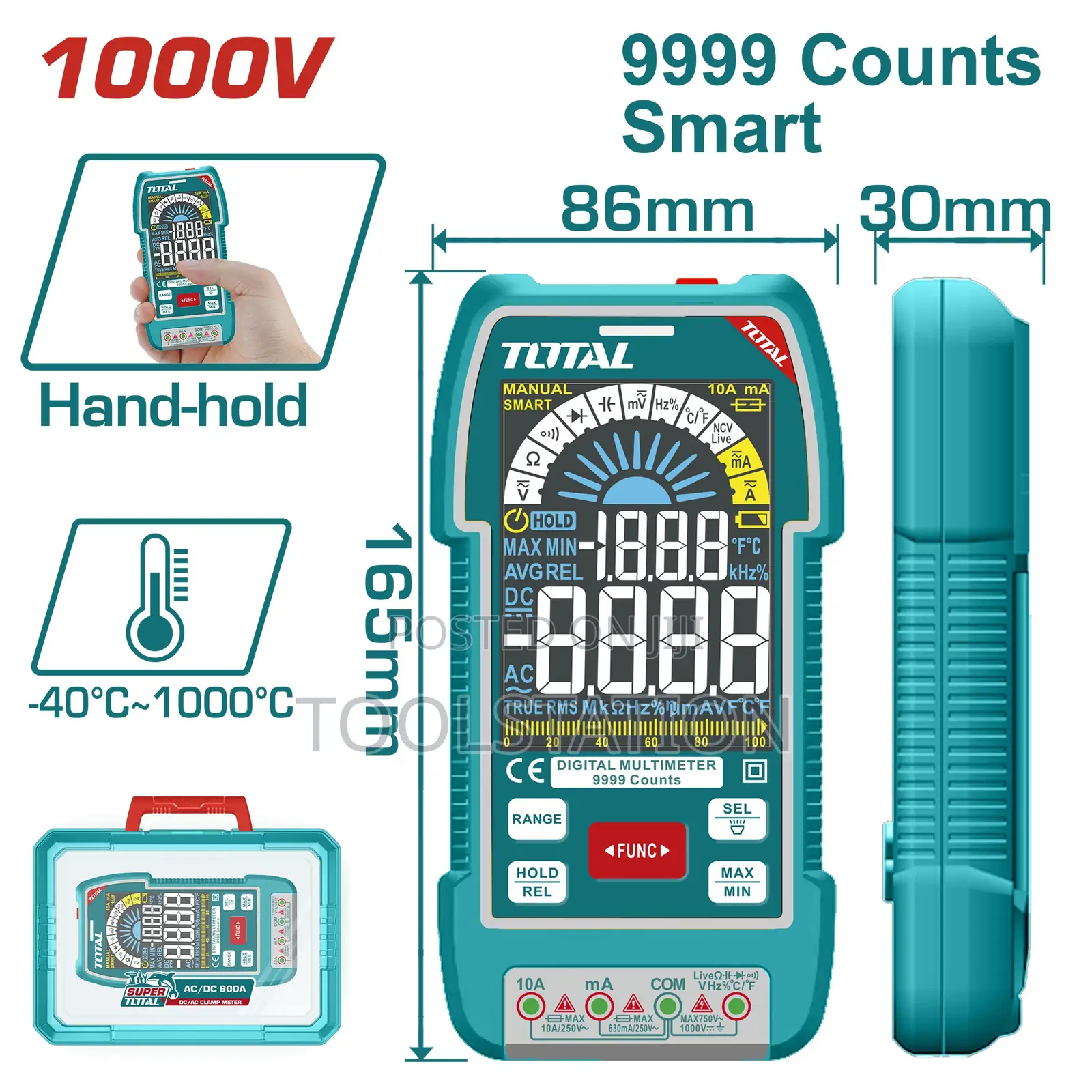 Digital Multimeter Va Colur Screen 1000v Dc/AC 9999 Counts