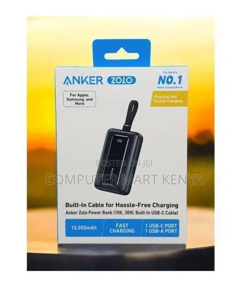 Anker Power Bank (, 30W, Built-in USB-C and Lightning Cable)