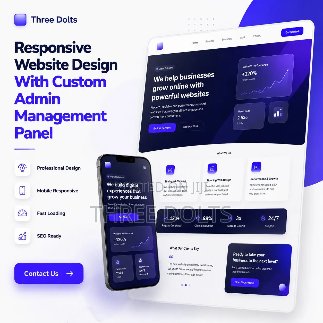 Responsive Website Design With Custom Admin Management Panel