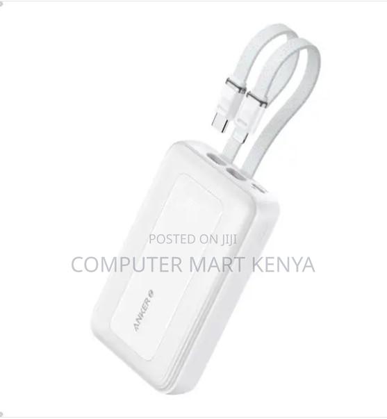 Anker ()mAh, 30W High Speed Power Bank Built in USB-C Cable(White)