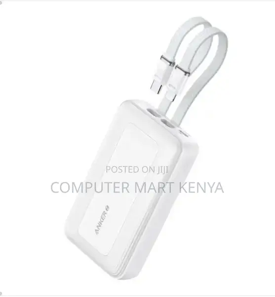 Anker ()mAh, 30W High Speed Power Bank Built in USB-C Cable(White)