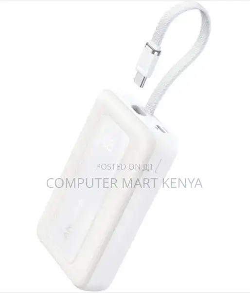 Anker ()mAh, 30W High Speed Power Bank Built in USB-C Cable(White)
