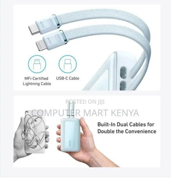Anker Power Bank 30W Built-in USB-C Cable Blue - thumbnail 2
