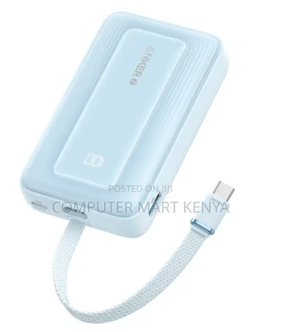 Anker Power Bank 30W Built-in USB-C Cable Blue