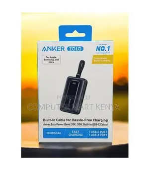 Anker 30W 10,000mAh High-Speed Power Bank Built-in USB-C Cable – Black