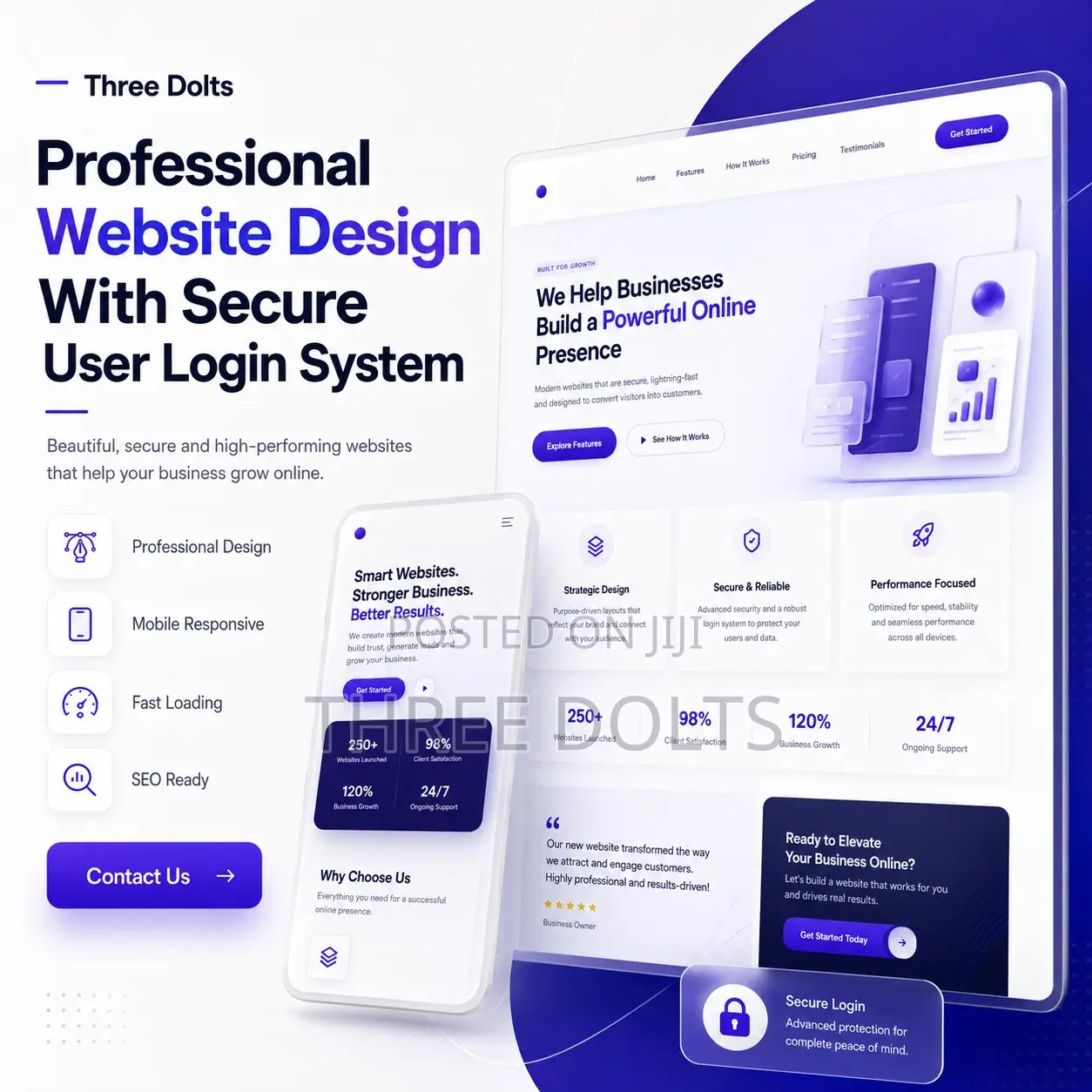Professional Website Design With Secure User Login System