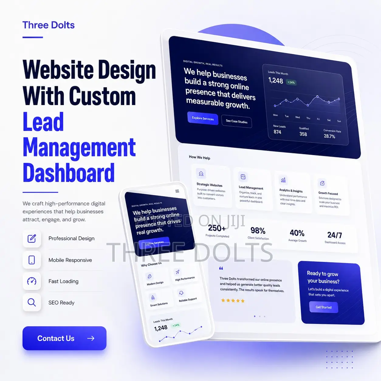 Website Design With Custom Lead Management Dashboard