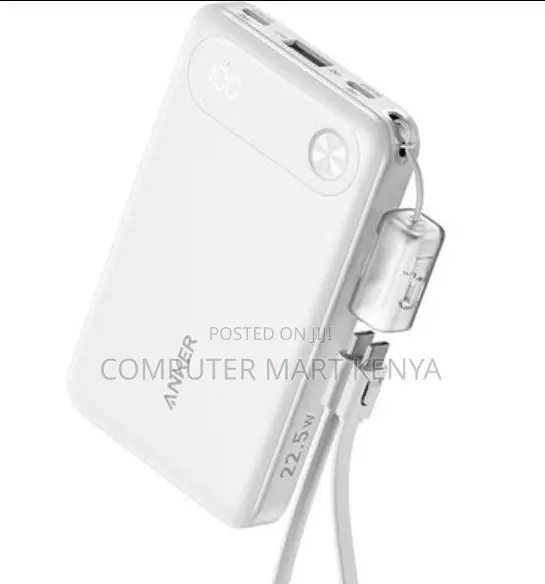 Anker Power Bank (, 30w, Built-in USB-C Cable) White* (Powerbank