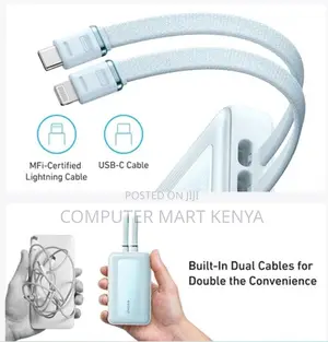 Anker Power Bank (, 30w, Built-in USB-C Cable) Blue (Powerbank)