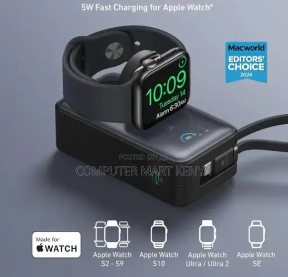 Anker MagGo 10kmAh, 30W Built in USB-C Cable, Made for Apple Watch