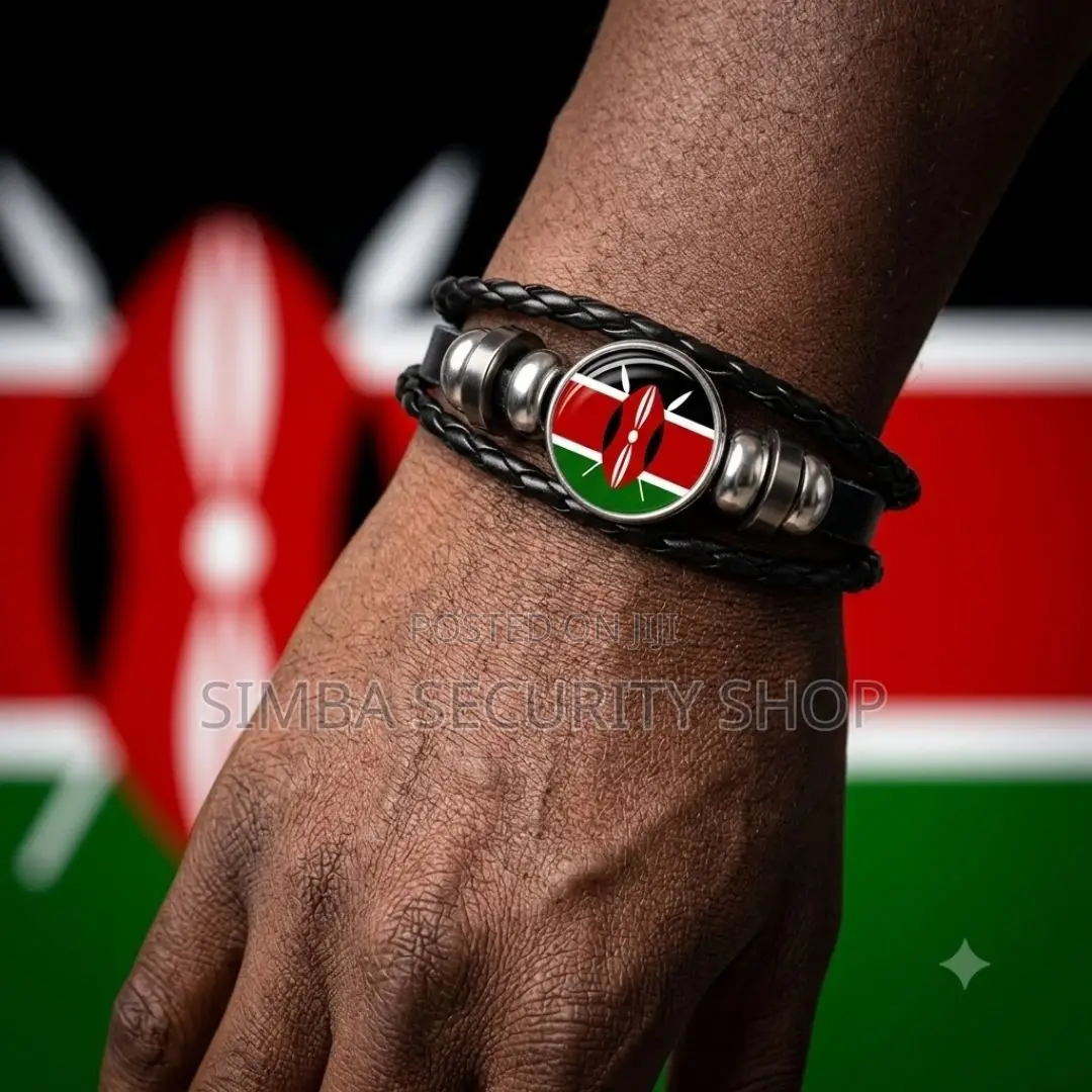 Kenyan Flag Bracelet Kenya Bangle Woven Leather Wristband Souvenir