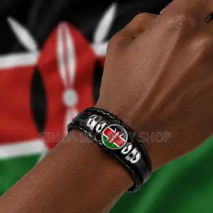 Kenyan Flag Bracelet Kenya Bangle Woven Leather Wristband Souvenir