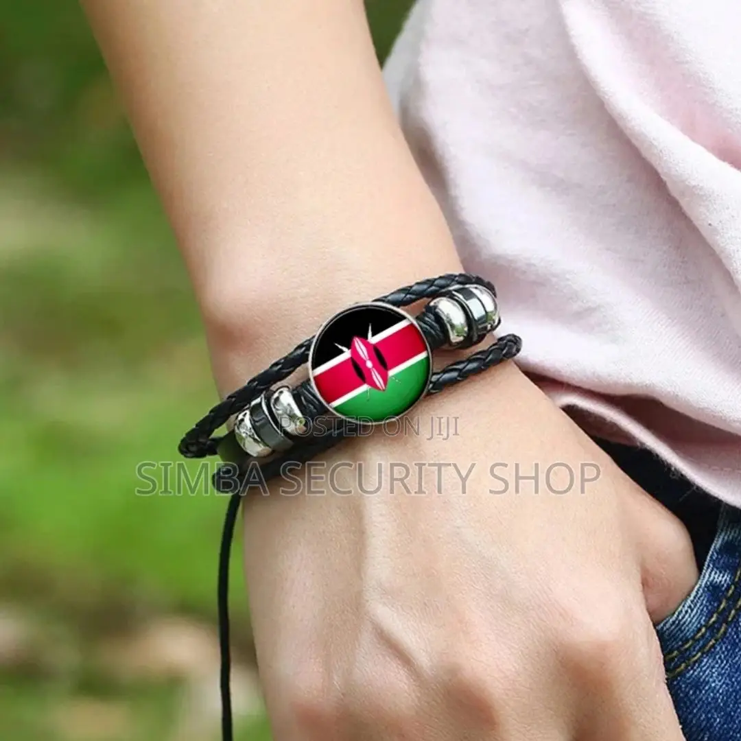 Kenyan Flag Bracelet Kenya Bangle Woven Leather Wristband Souvenir