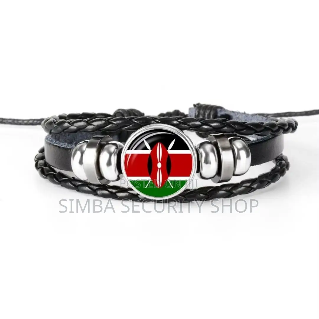 Kenyan Flag Bracelet Kenya Bangle Woven Leather Wristband Souvenir