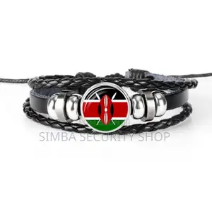 Kenyan Flag Bracelet Kenya Bangle Woven Leather Wristband Souvenir