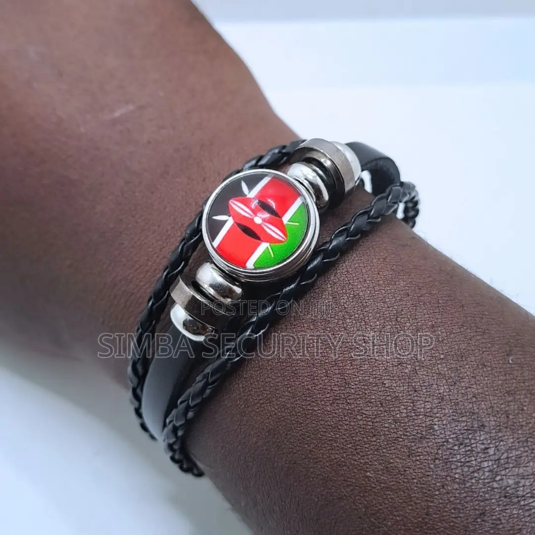 Kenyan Flag Bracelet Kenya Bangle Woven Leather Wristband Souvenir