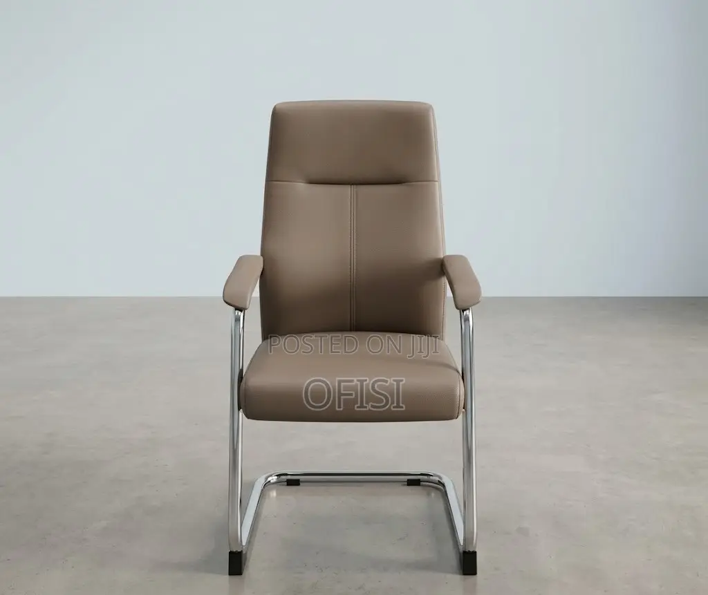 Office Chair; Brown Leather Executive Visitors Chair