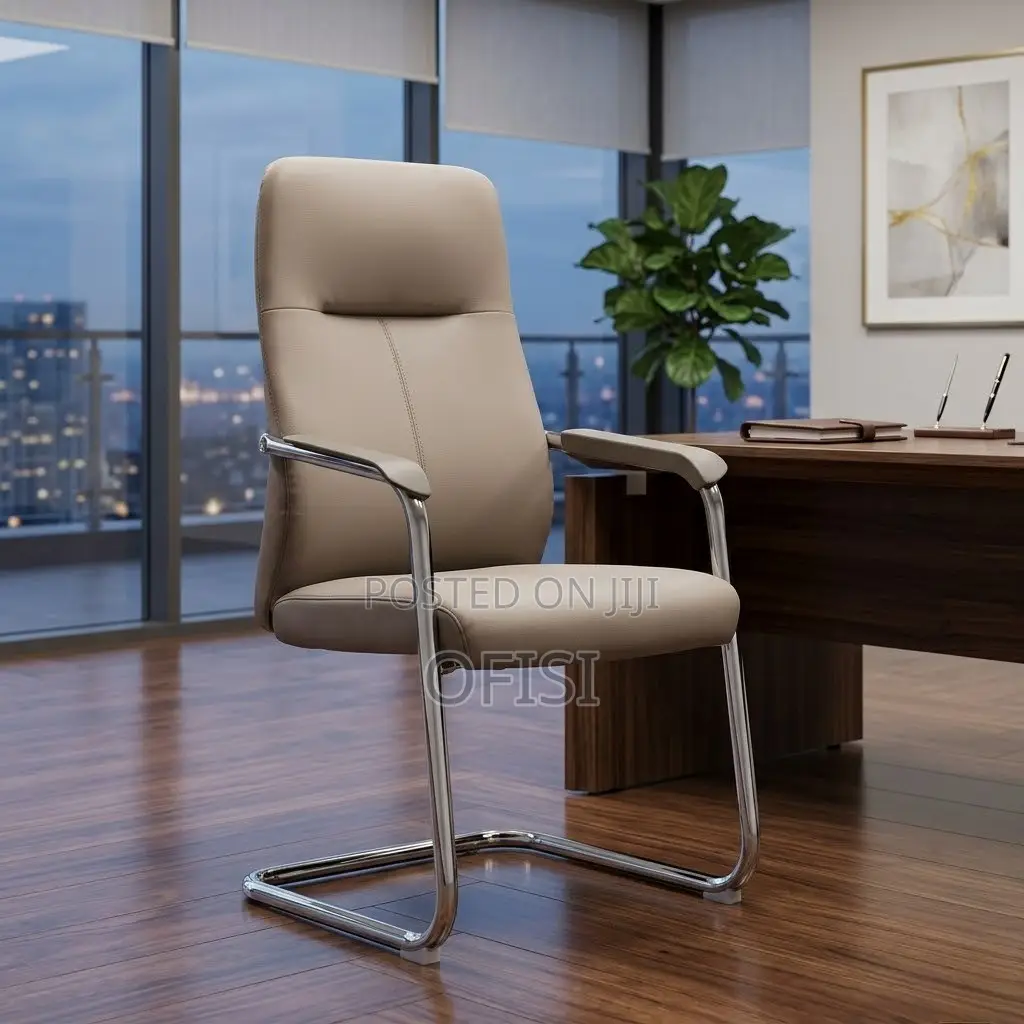 Office Chair; Brown Leather Executive Visitors Chair