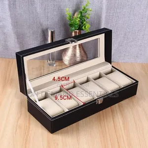 Pu Leather Black 6 Watches Organizer