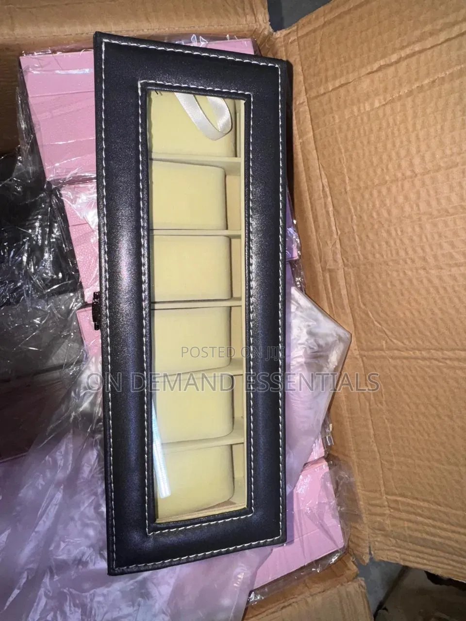 Pu Leather Black 6 Watches Organizer