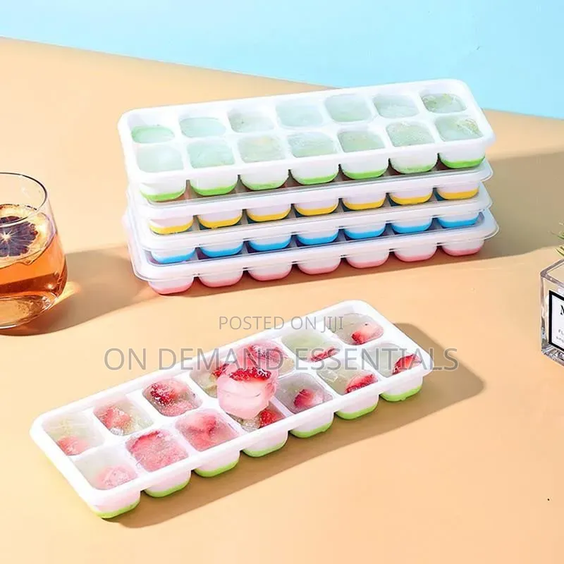 14 Holes Ice Cube Tray With Silicone Base Lid
