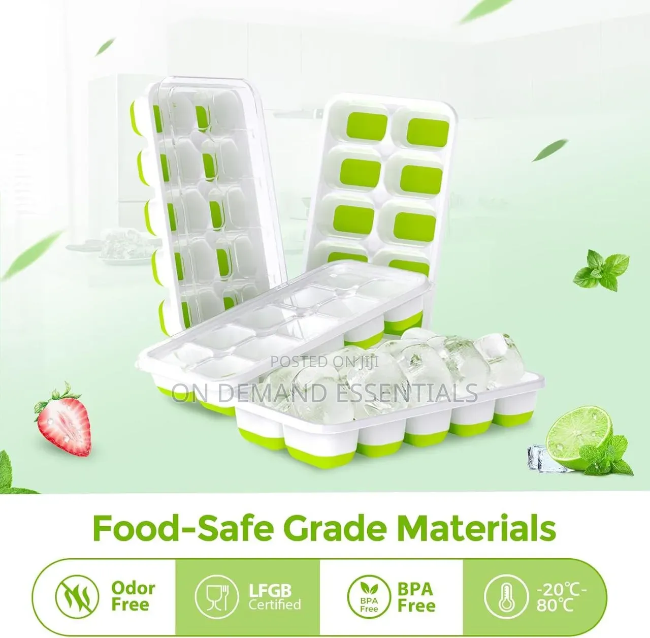 14 Holes Ice Cube Tray With Silicone Base Lid