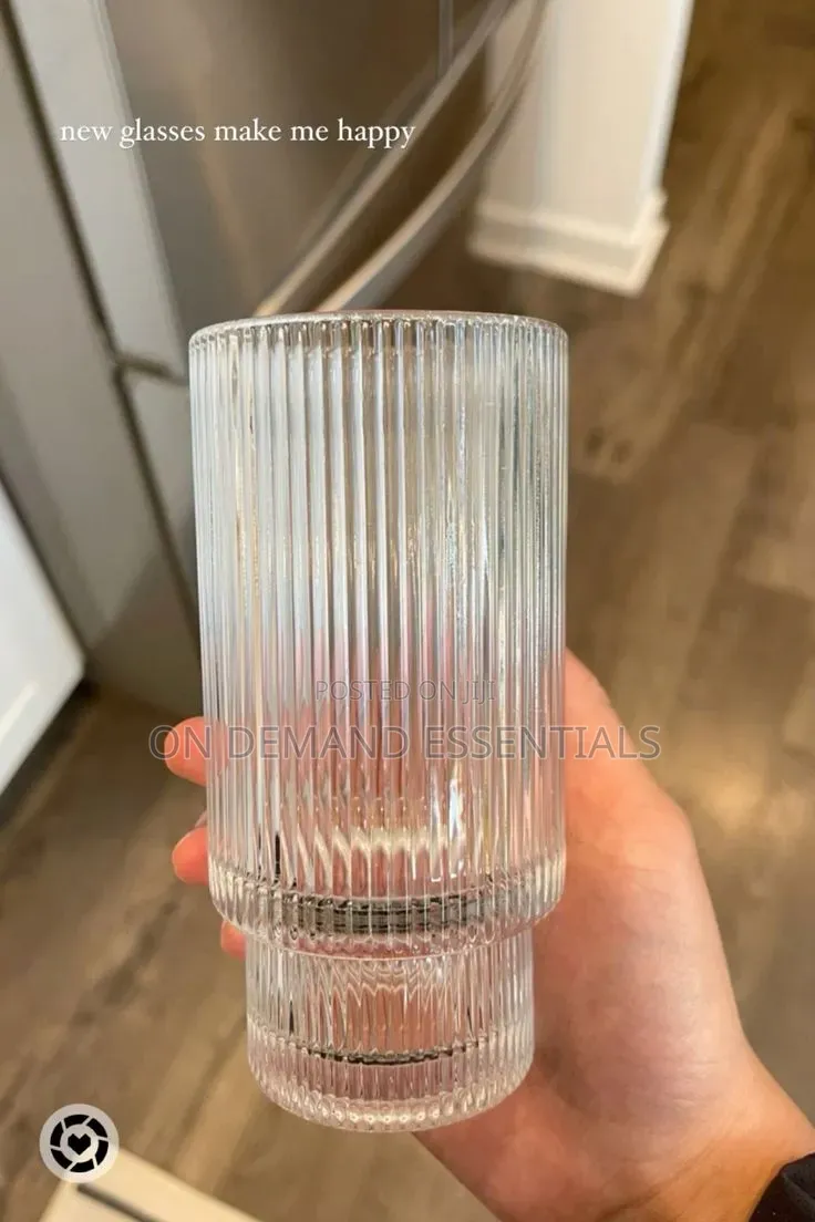 6pc Elegant Ribbed Glass Tumbler
