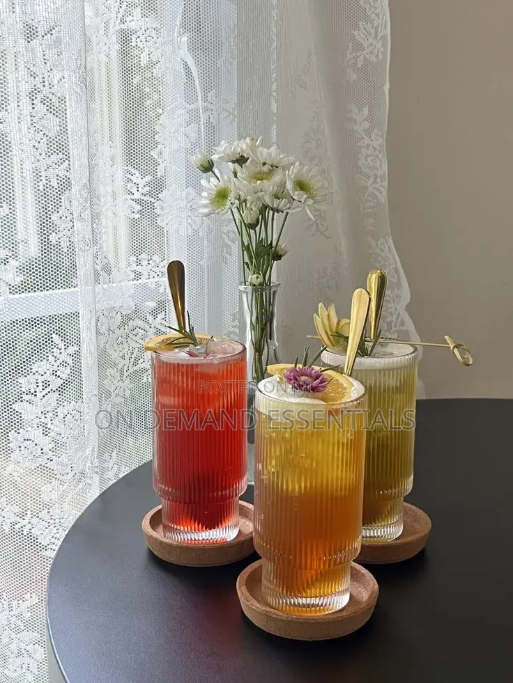 6pc Elegant Ribbed Glass Tumbler