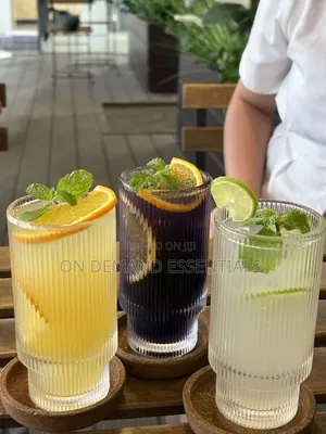 6pc Elegant Ribbed Glass Tumbler