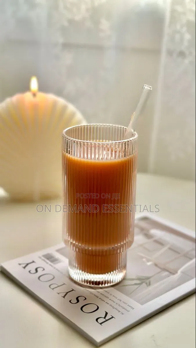 6pc Elegant Ribbed Glass Tumbler
