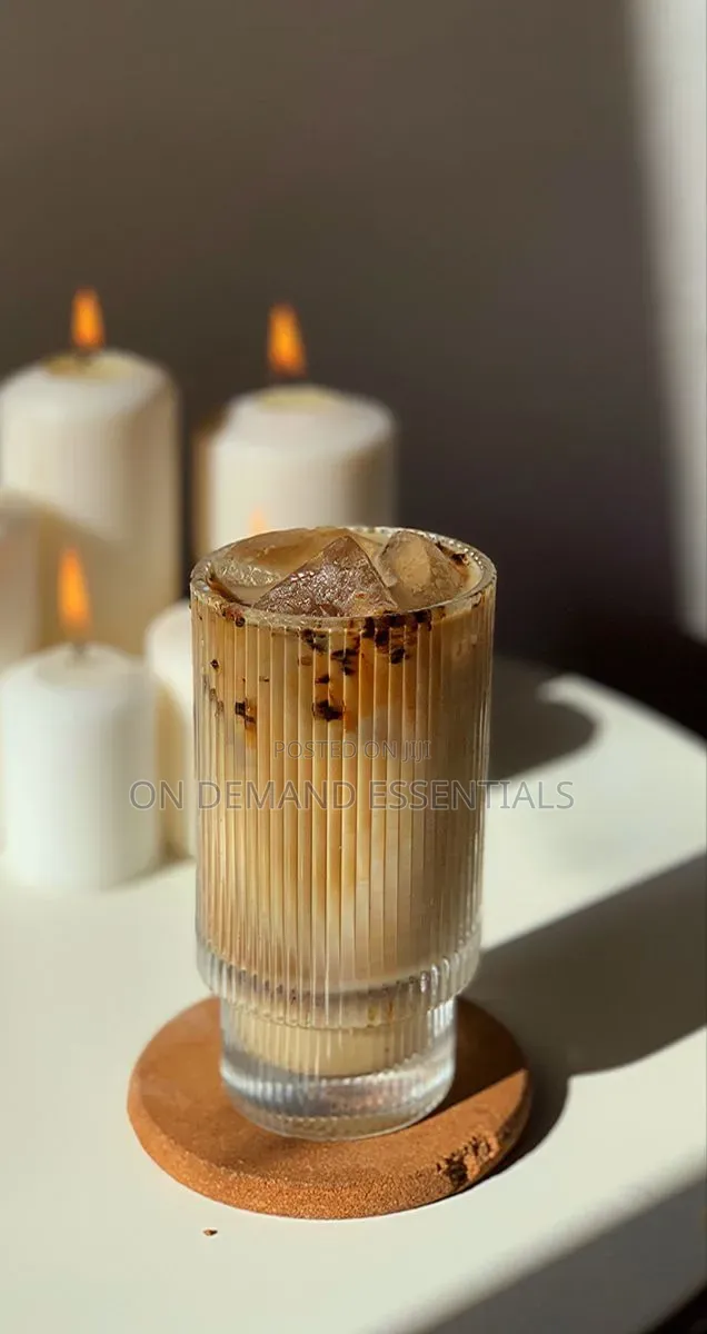 6pc Elegant Ribbed Glass Tumbler
